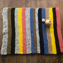 Load image into Gallery viewer, Badly knitted baby blanket - stripy
